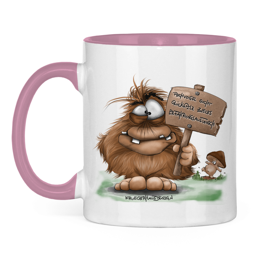 Tasse zweifarbig Pechvogel sucht Glückspilz zwecks Erfahrungsaustausch, Hugo