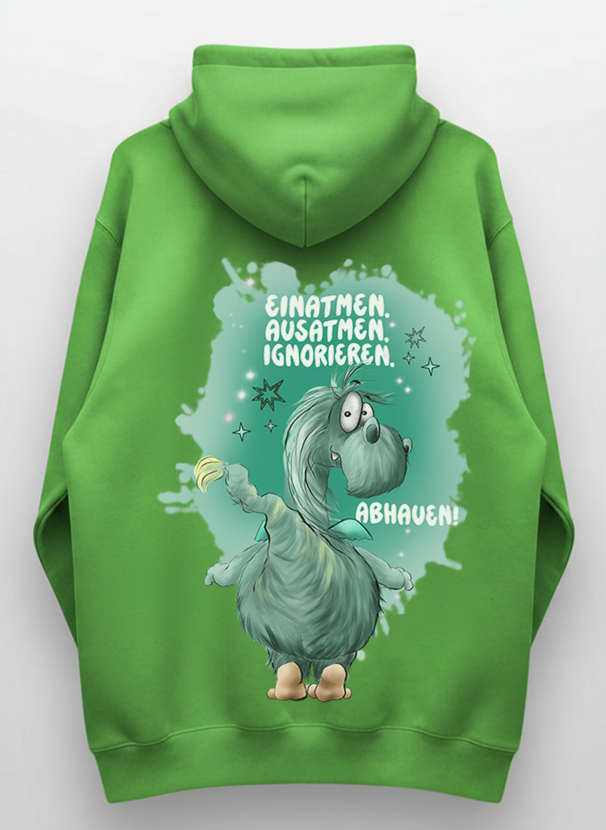Unisex Hoodie XXL Druck Kruegerhausdesign Monster, lime green, Motivwahl