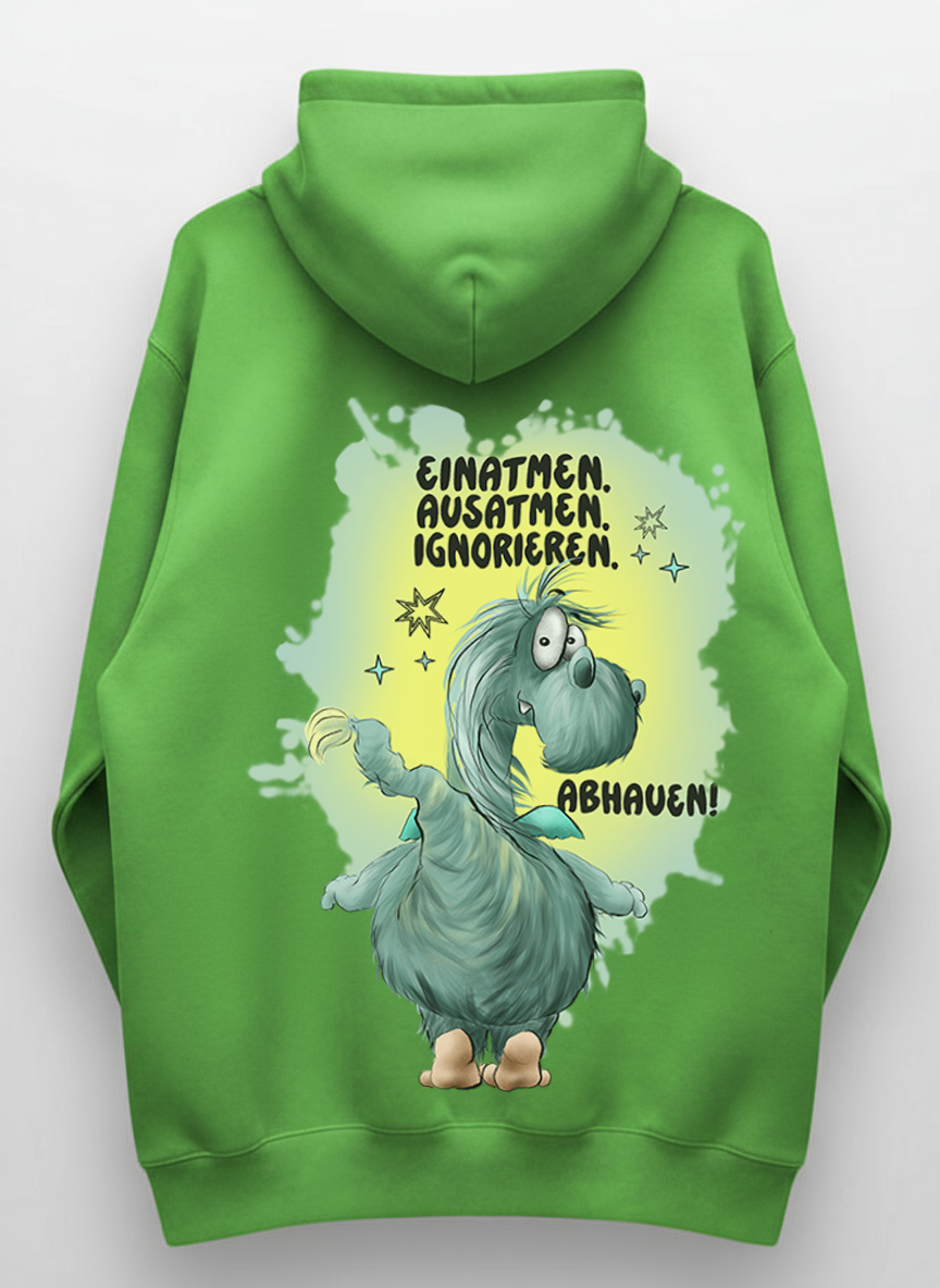 Unisex Hoodie XXL Druck Kruegerhausdesign Monster, lime green, Motivwahl