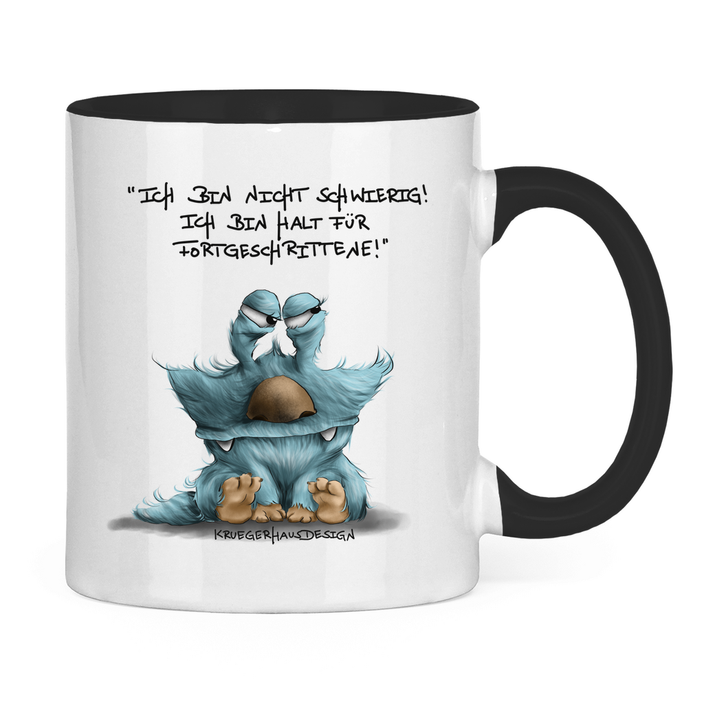 Tasse zweifarbig Ich bin nicht schwierig! Ich bin halt für Fortgeschrittene!