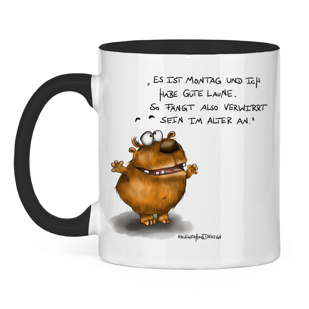 Tasse zweifarbig Es ist Montag und ich habe gute Laune. So fängt...