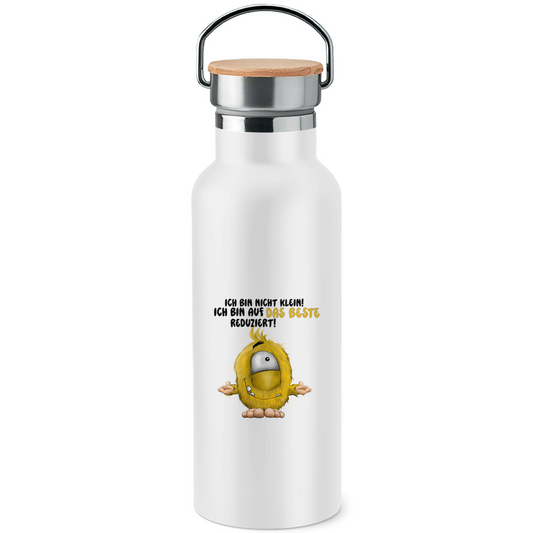 Edelstahl-Trinkflasche mit Bambusdeckel Ich bin nicht klein! Ich bin auf das Beste reduziert!