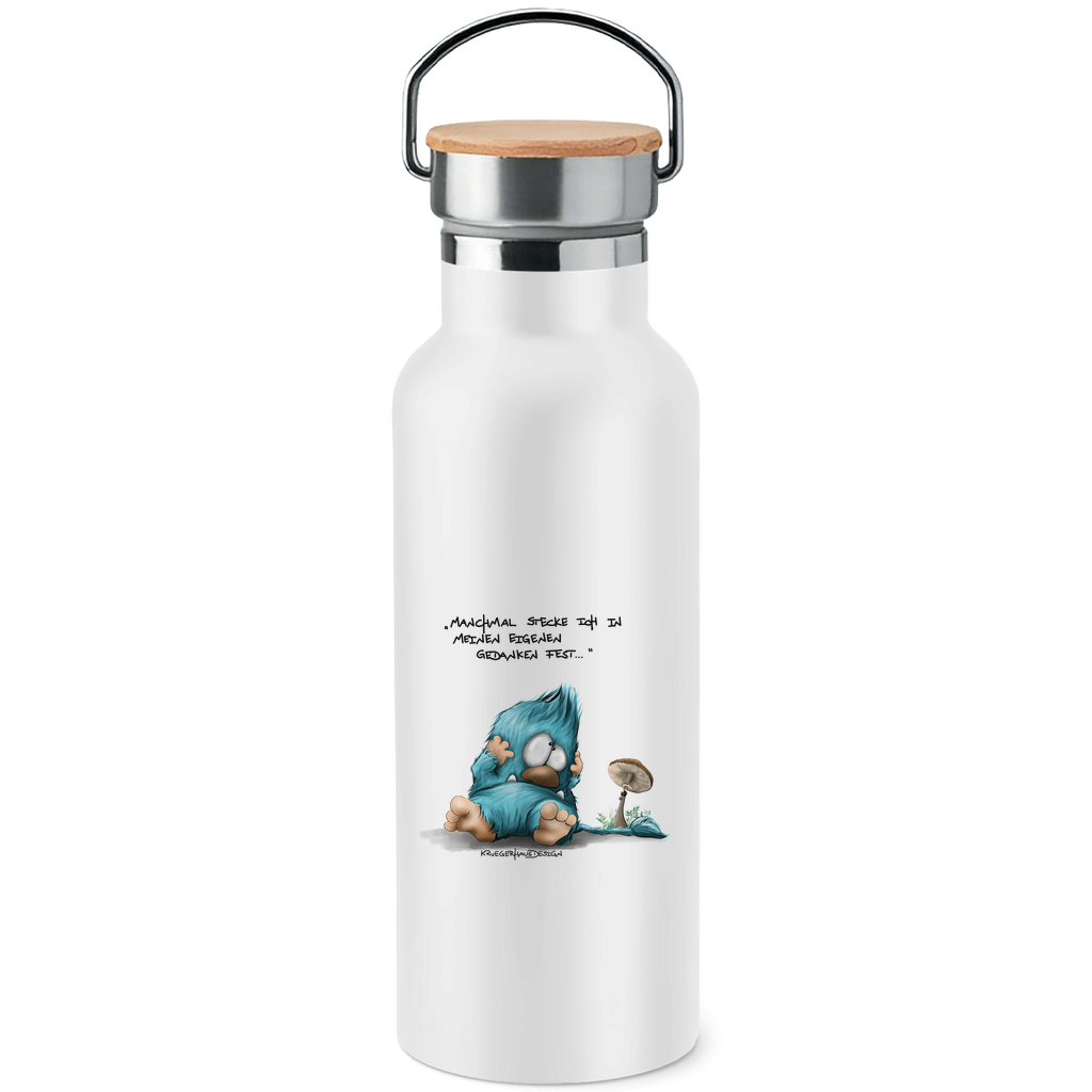 Edelstahl-Trinkflasche mit Bambusdeckel Manchmal stecke ich in meinen eigenen Gedanken fest