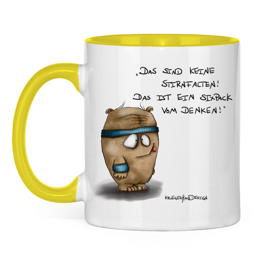 Tasse zweifarbig Das sind keine Stirnfalten! Das ist ein Sixpack vom Denken!