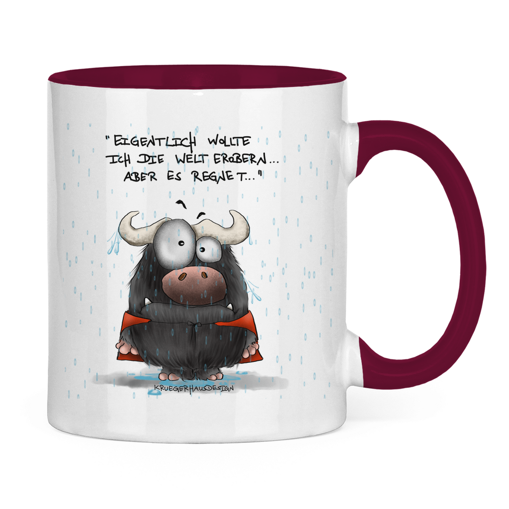 Tasse zweifarbig Eigentlich wollte ich die Welt erobern... Aber es ...