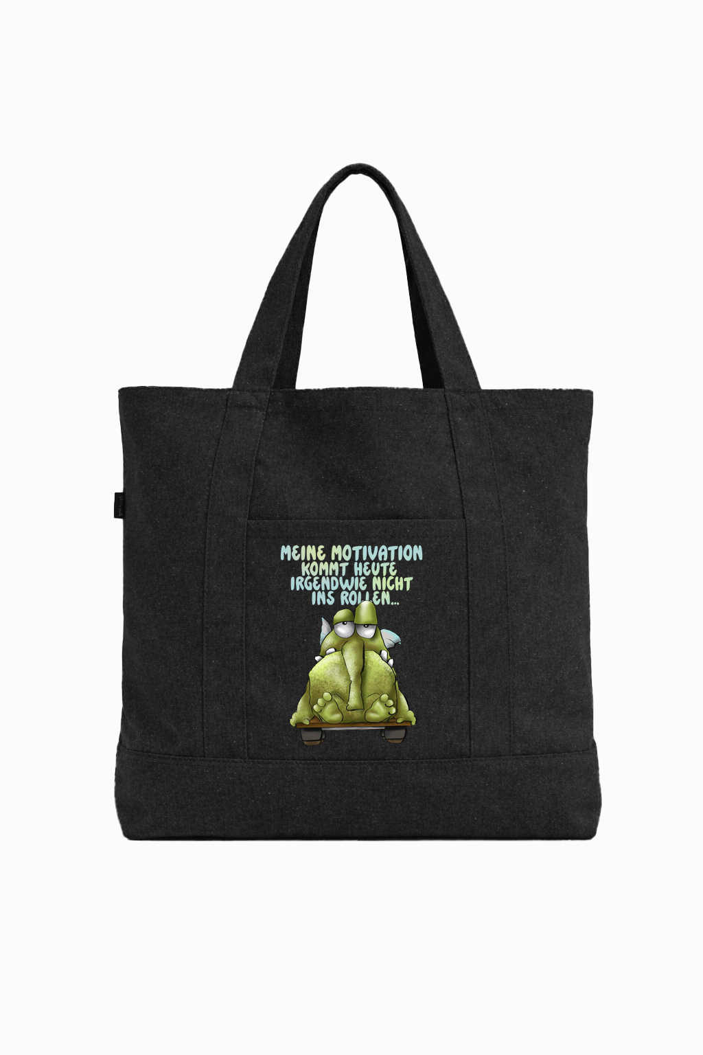 Final Sale – Schwarze Canvas Tasche mit Reißverschluss „Meine Motivation“ | Monster Tasche