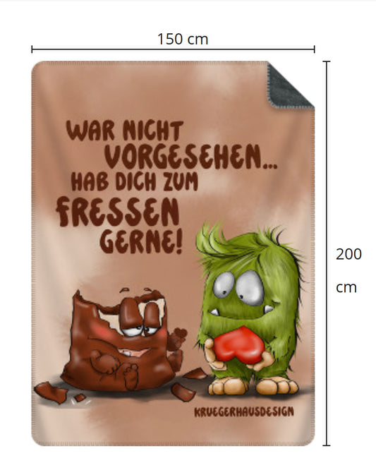 Premium Kuscheldecke, superweich, 150 x 200cm, Kruegerhausdesign Monster, War nicht vorgesehen...