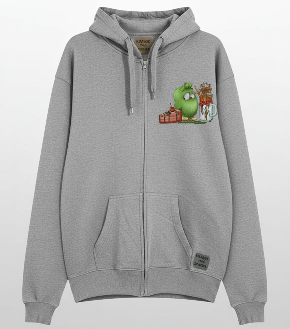 Unisex Hoodie Jacke – grau meliert | personalisierter Druck