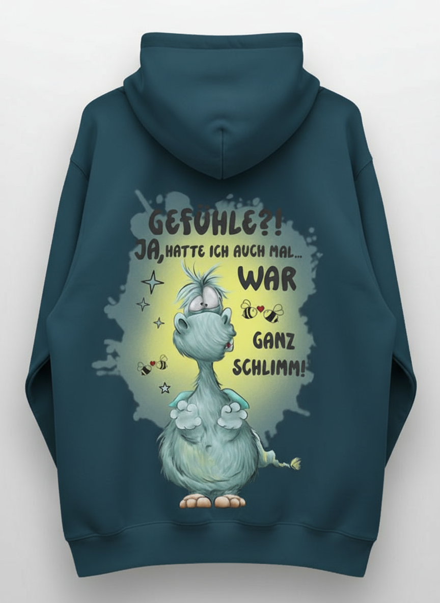 Unisex Hoodie XXL Druck Kruegerhausdesign Monster, petrol, Motivwahl