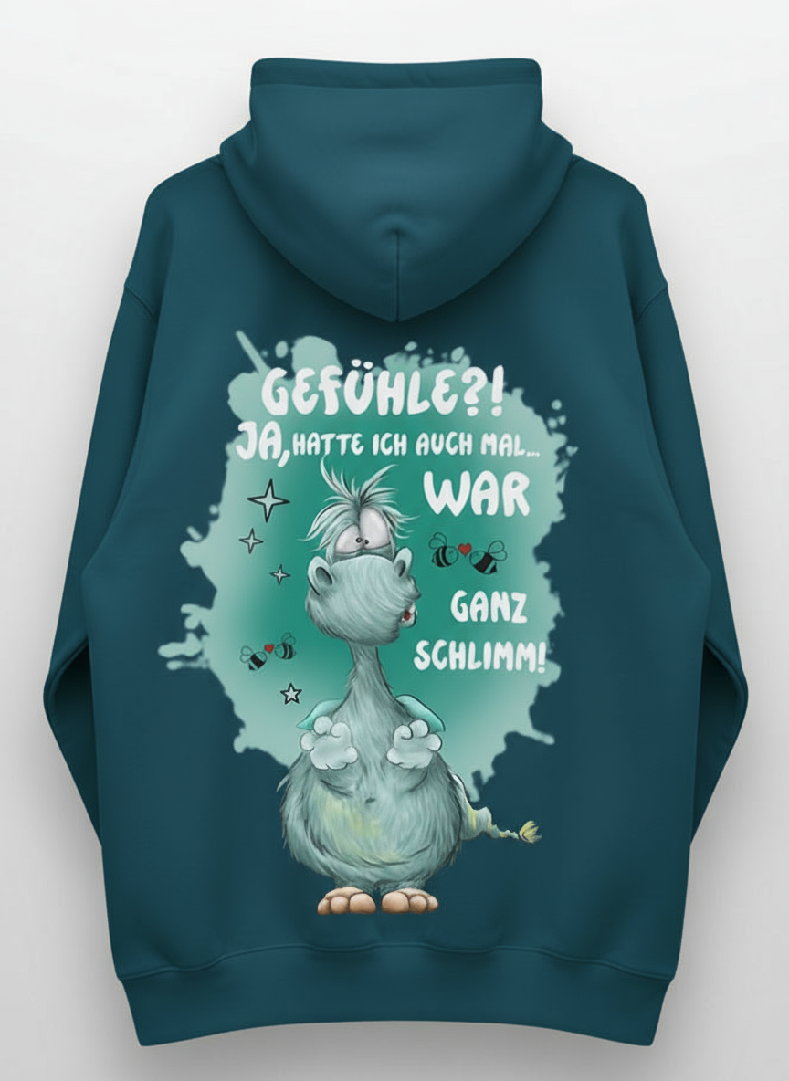 Unisex Hoodie XXL Druck Kruegerhausdesign Monster, petrol, Motivwahl