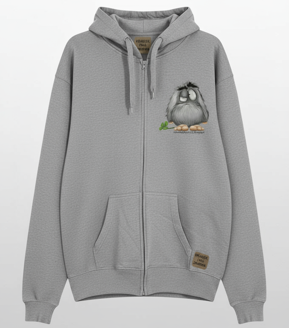 Unisex Hoodie Jacke – grau meliert | personalisierter Druck