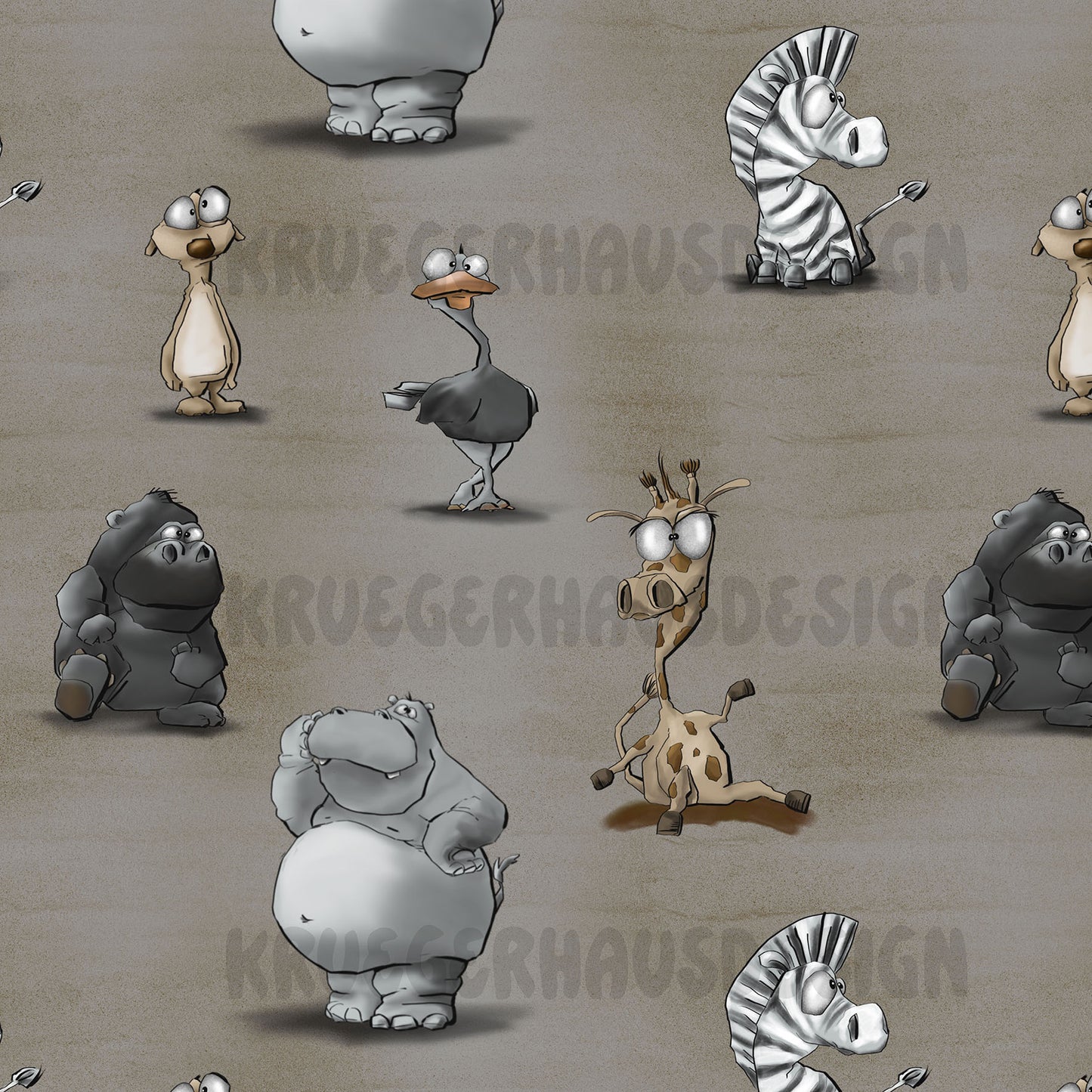 Safari Chaos – Exklusives Stoffdesign | Nahtloses Tiermuster | 5 Farbvarianten + 5 Wunschfarben