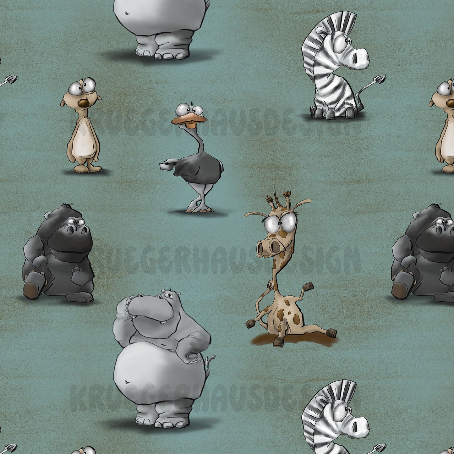 Safari Chaos – Exklusives Stoffdesign | Nahtloses Tiermuster | 5 Farbvarianten + 5 Wunschfarben