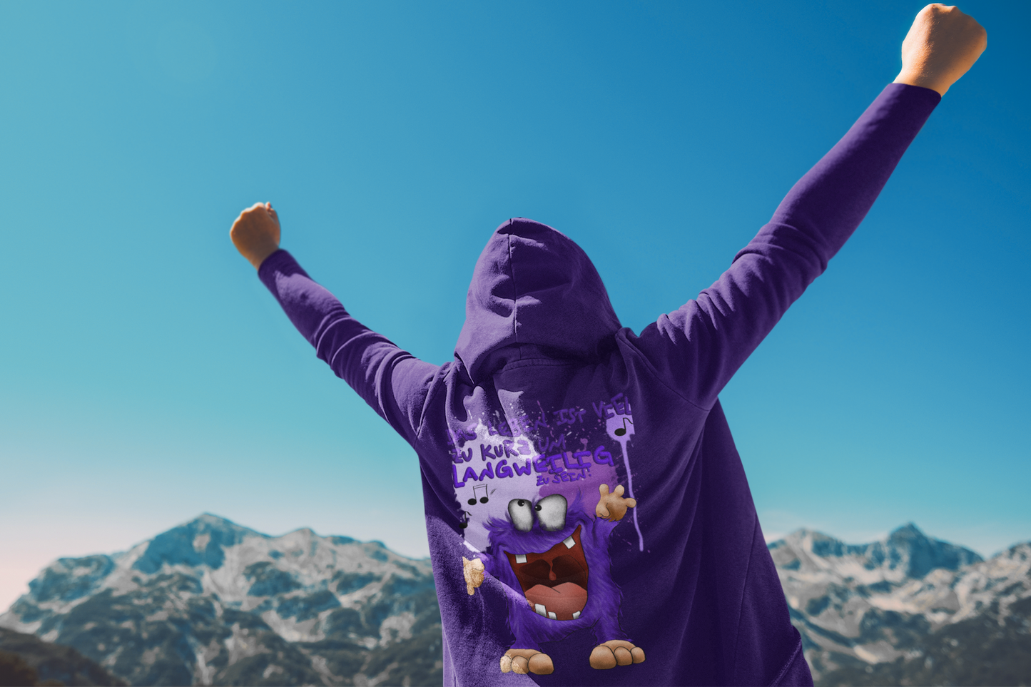 Unisex Hoodie Jacke XXL Druck Kruegerhausdesign Monster in lila Gr.L, Das Leben ist viel zu kurz um normal zu sein!