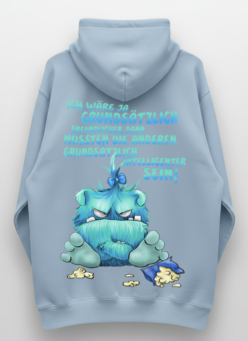 Unisex Hoodie XXL Druck Kruegerhausdesign Monster Gr. S,M, L, XL, XXL, 3XL, Ich wäre ja grundsätzlich freundlicher...