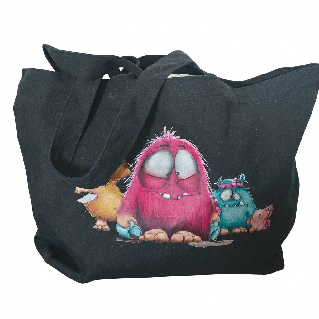 XXL SHOPPER schwarz mit Pinky recyctelt