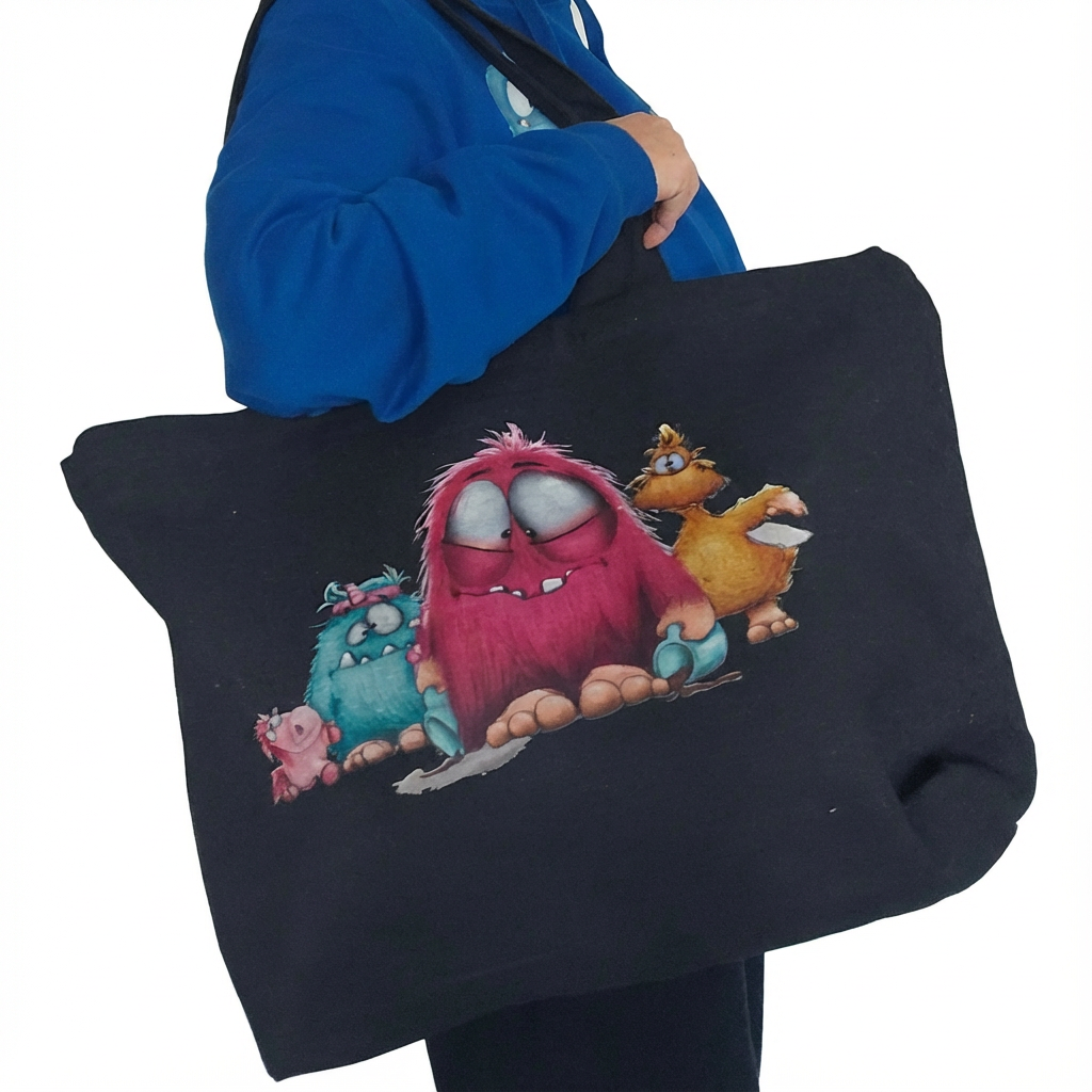 XXL SHOPPER schwarz mit Pinky recyctelt