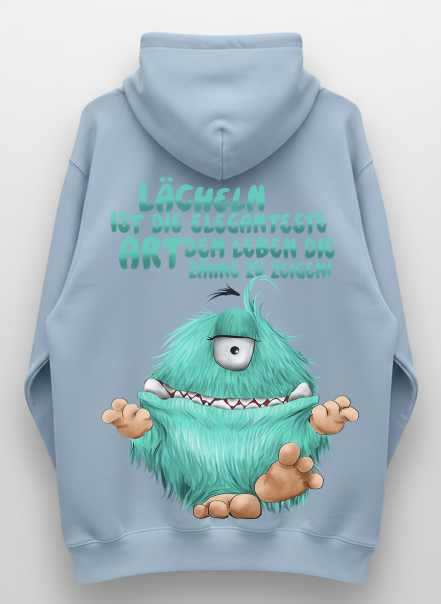 Unisex Hoodie XXL Druck Kruegerhausdesign Monster Gr. S,M, L, XL, XXL, 3XL, Lächeln ist die eleganteste Art dem Leben die Zähne zu zeigen!