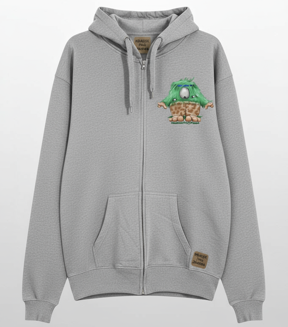 Unisex Hoodie Jacke – grau meliert | personalisierter Druck