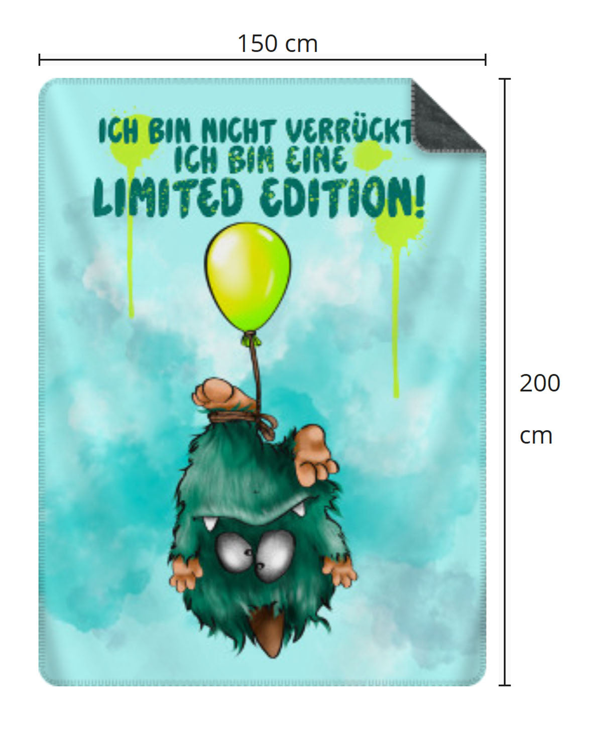 Premium Kuscheldecke, superweich, 150 x 200cm, Kruegerhausdesign Monster, Ich bin nicht verrückt!