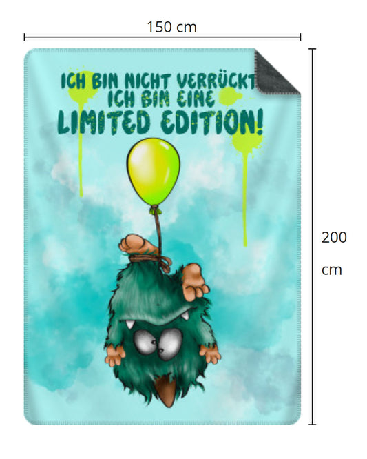 Muster Premium Kuscheldecke, superweich, 150 x 200cm, Kruegerhausdesign Monster, Ich bin nicht verrückt!