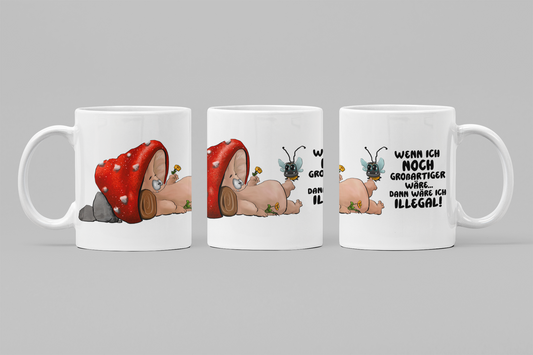Pilz Monster Tasse „Wenn ich noch großartiger wäre…“ – Handgemachte Sarkasmus Tasse mit Orca Coating