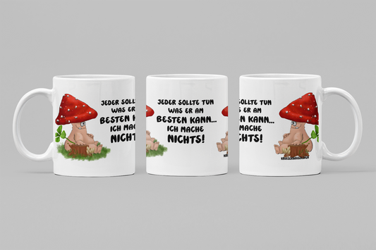 Pilz Monster Tasse „Ich mache nichts!“ – Handgemachte Fun Tasse mit Orca Coating