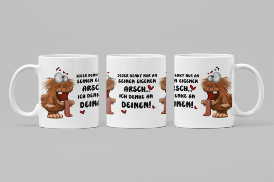 Freche Monster Tasse „Ich denke an deinen!“ – Lustige Sarkasmus Tasse handgemacht
