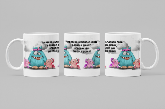 Freche Monster Tasse „Schenke ihm deins!“ – Lustige handgemachte Sarkasmus Tasse