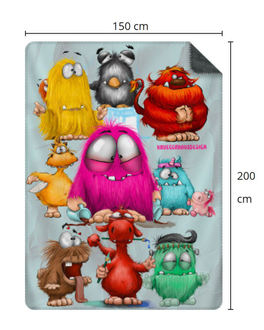 Premium Kuscheldecke, superweich, 150 x 200cm, Kruegerhausdesign Monster, Multidesign