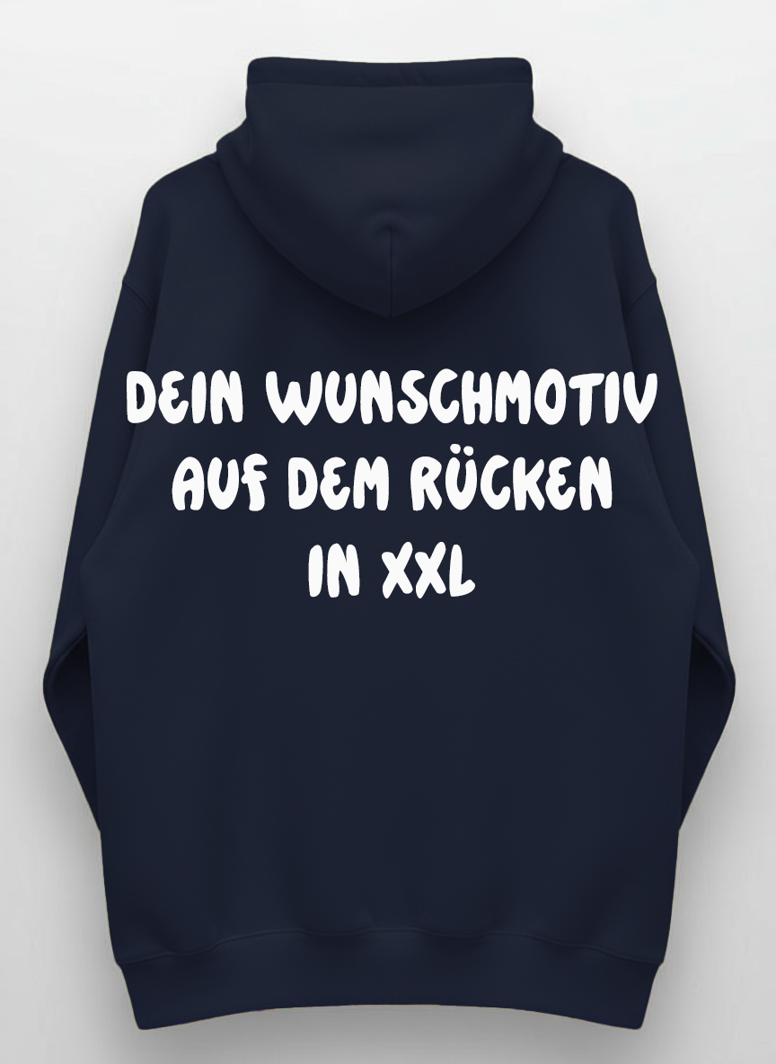 Monster Hoodie Navy Blau Gr. L | Wunschmotiv frei wählbar | FINAL SALE
