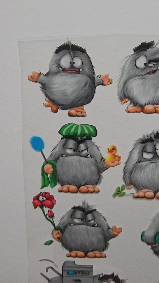Rub on, UV Folienaufkleber, A4 Blatt, die Gesichter von Horst Monster