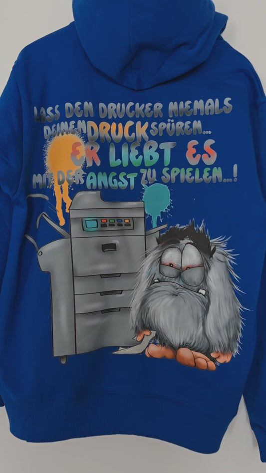 Musterstück Unisex Hoodie XXL Druck Kruegerhausdesign Monster Gr. XL, royal blau, Lass den Drucker niemals deinen Druck spüren...