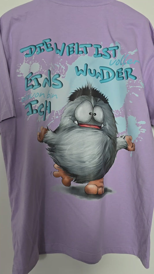 XXL Druck Tshirt in flieder Gr. XL, limitierte Auflage, die Welt ist voller Wunder, eins davon bin ich.