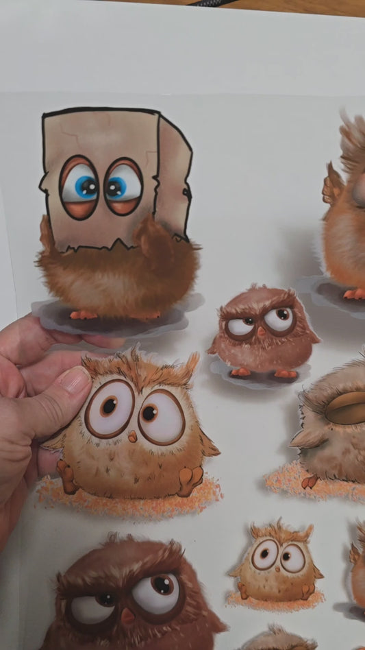 Rub on, UV Folienaufkleber, A4 Blatt, von meinen kleinen Eulen