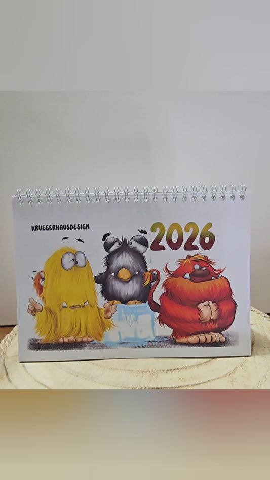 Kalender Tischkalender Neu Monster 2026 DIN A5 15x21cm Design 2