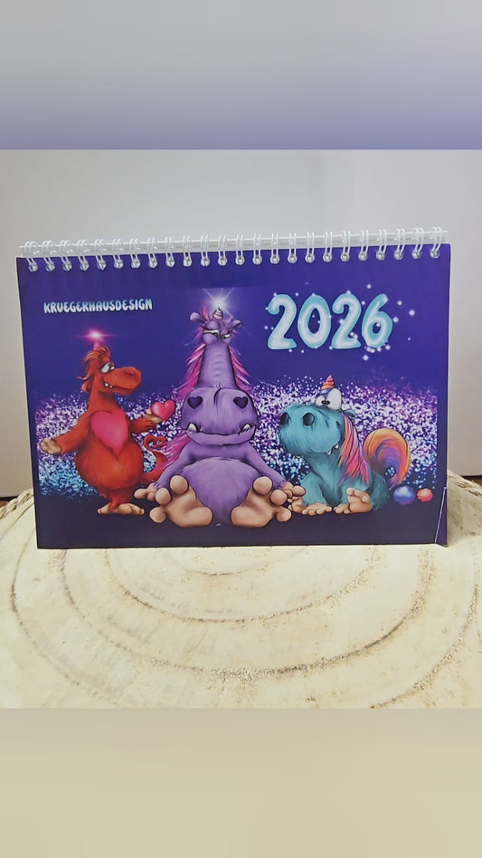 Kalender Tischkalender Neu Monster Einhorn 2026 DIN A5 15x21cm