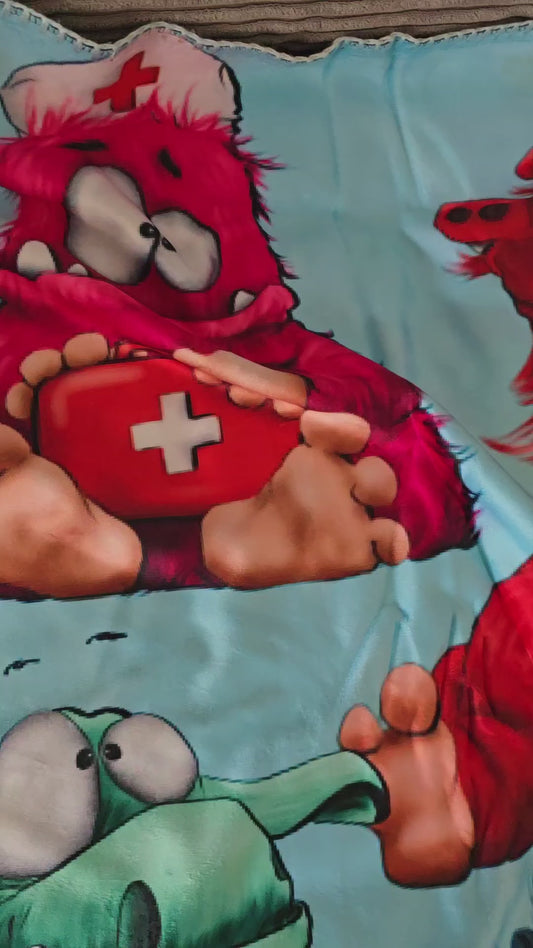 Premium Kuscheldecke, superweich, 150 x 200cm, Kruegerhausdesign Monster, Multi Monster Design 3