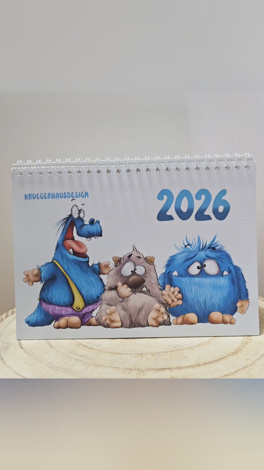 Kalender Tischkalender Neu Monster 2026 DIN A5 15x21cm Design 3