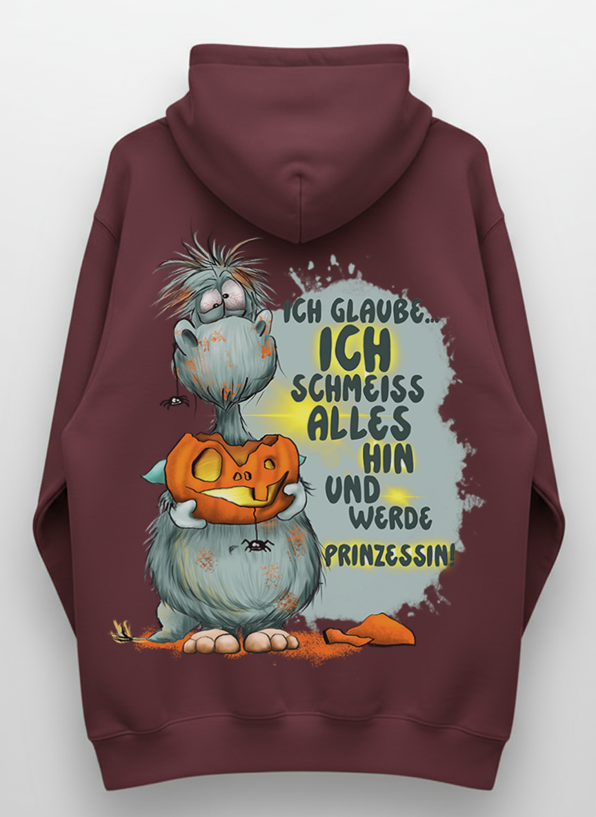 Unisex Hoodie XXL Druck Kruegerhausdesign Monster, Burgund, Motivwahl