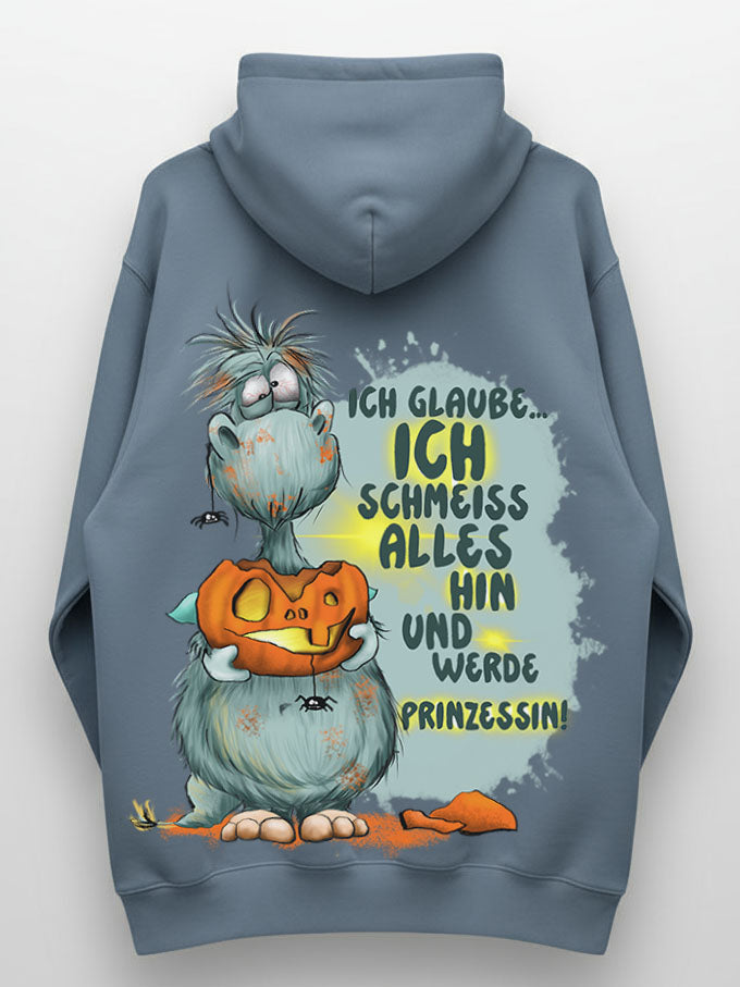 Unisex Hoodie XXL Druck Kruegerhausdesign Monster, denim, jeansblau, Motivwahl