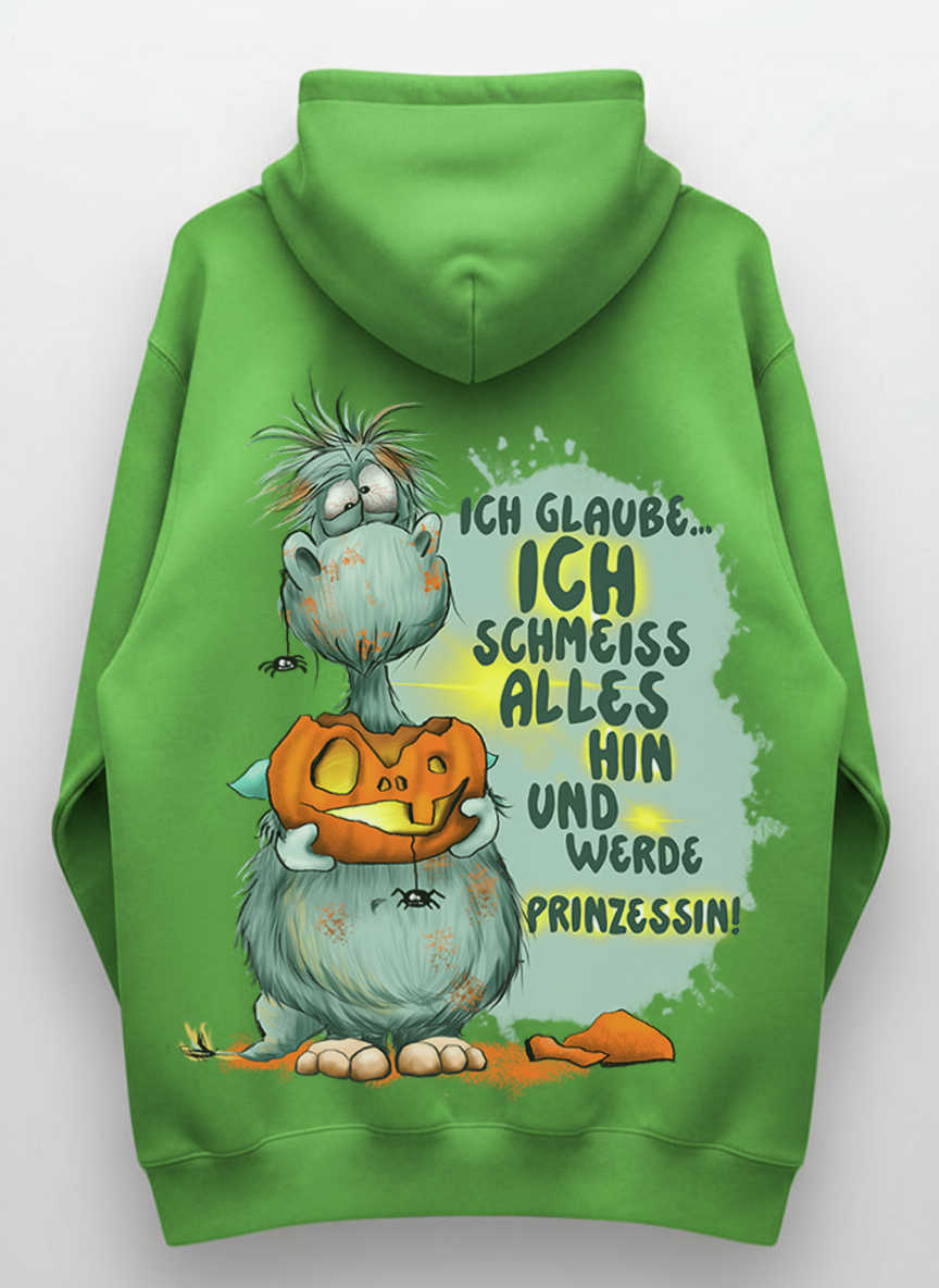 Unisex Hoodie XXL Druck Kruegerhausdesign Monster, lime green, Motivwahl