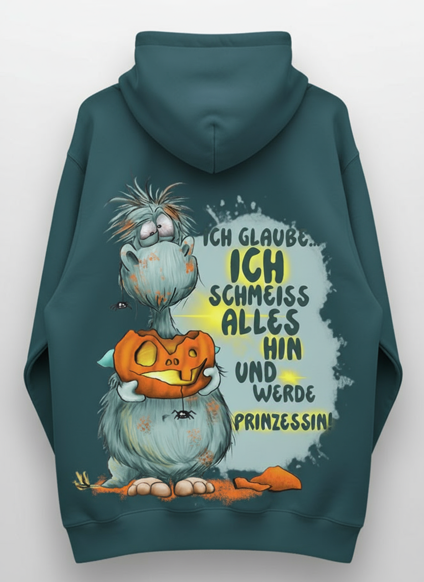 Unisex Hoodie XXL Druck Kruegerhausdesign Monster, petrol, Motivwahl