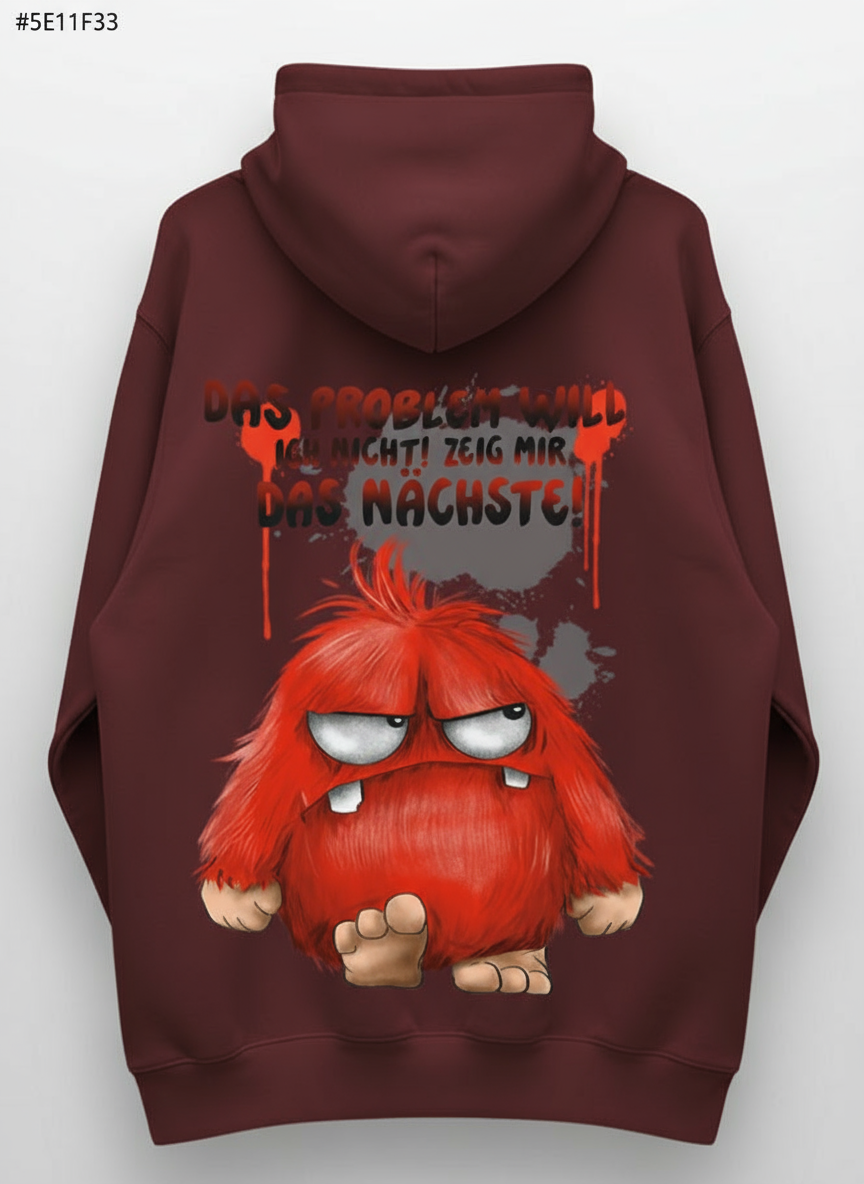 Unisex Hoodie XXL Druck Kruegerhausdesign Monster, Burgund, Motivwahl