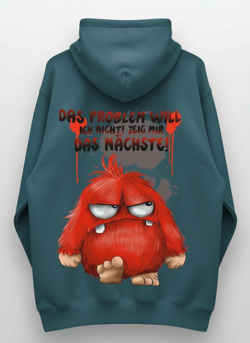 Unisex Hoodie XXL Druck Kruegerhausdesign Monster, petrol, Motivwahl