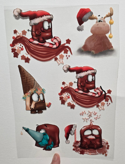 Rub on, UV Folienaufkleber, A4 Blatt, Weihnachtsbilder