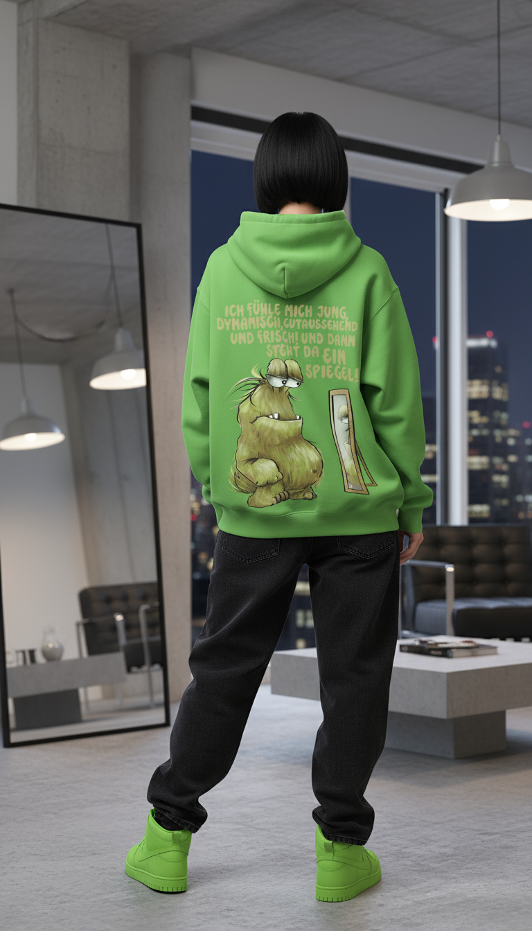 Unisex Hoodie XXL Druck Kruegerhausdesign Carl Monster Gr. S,M, L, XL, XXL, 3XL, Ich fühle mich jung, dynamisch, gutaussehend...