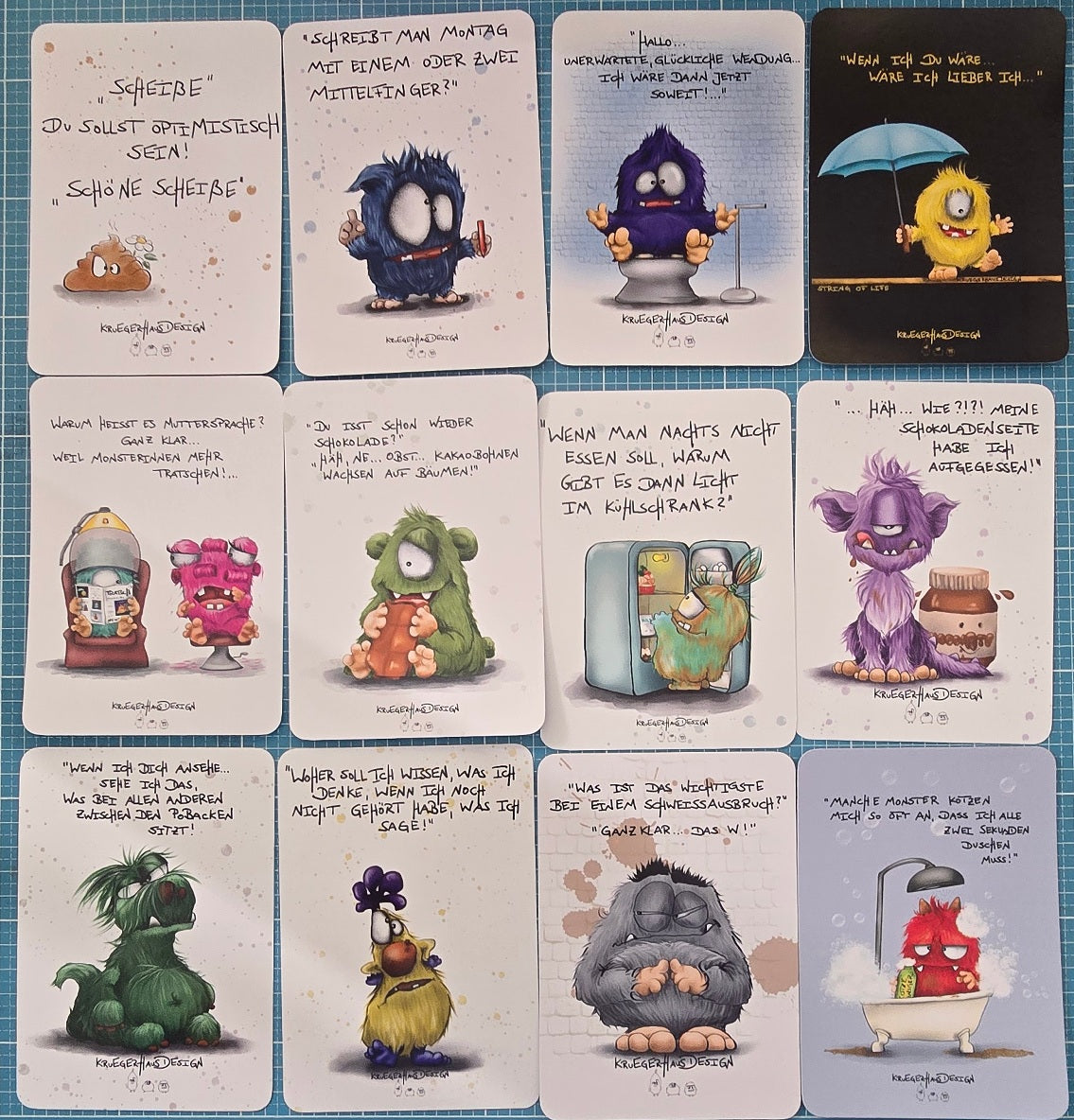 FINAL SALE – 12er Postkarten-Set Monster & Sprüche – nur 10 Sets -Set 6