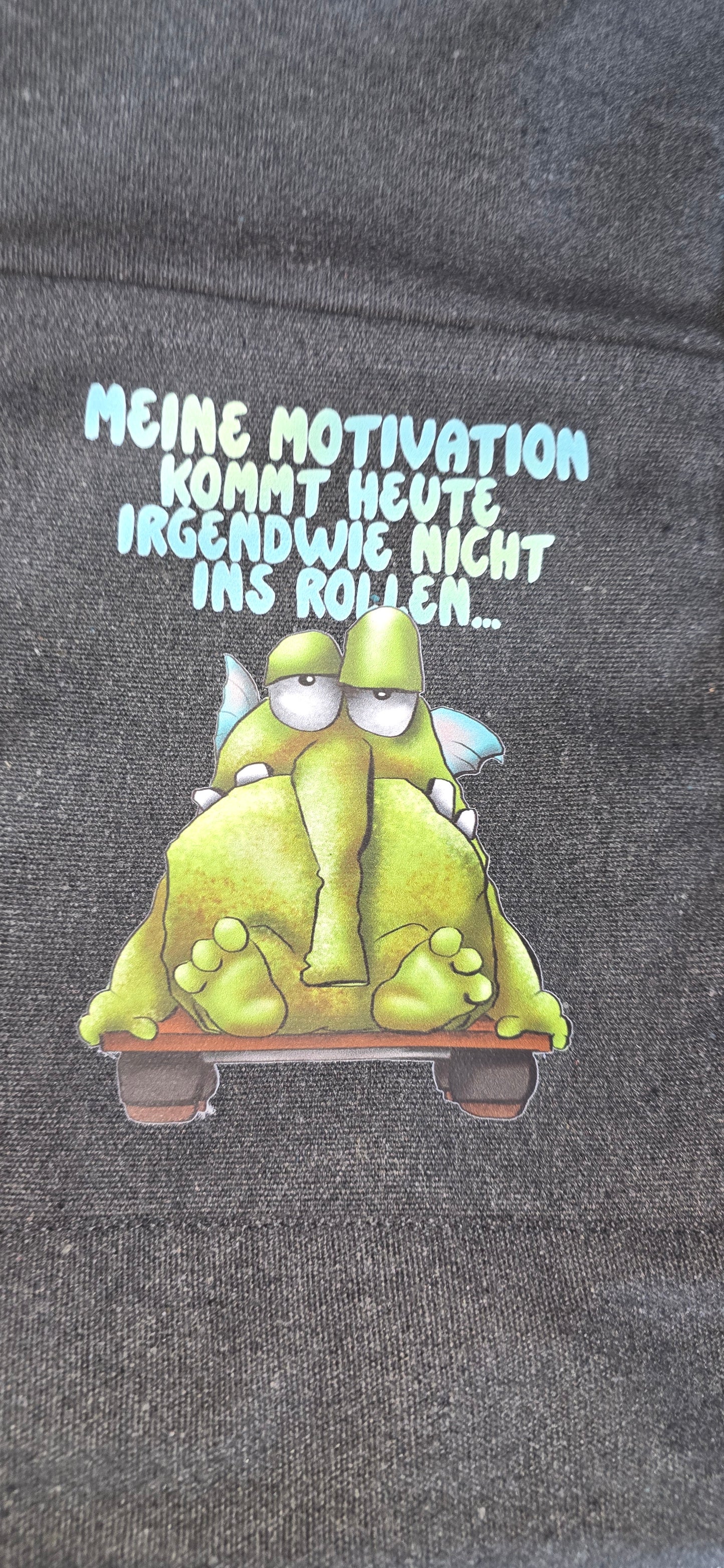 Final Sale – Granit grau Canvas Tasche mit Reißverschluss „Meine Motivation“ | Monster Tasche