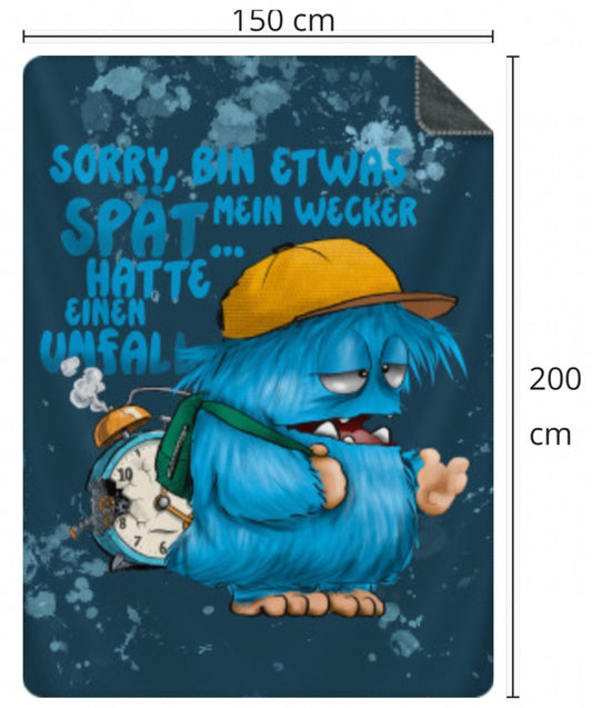 Premium Kuscheldecke, superweich, 150 x 200cm, Kruegerhausdesign Monster, Sorry, bin etwas spät... mein Wecker hatte einen Unfall...